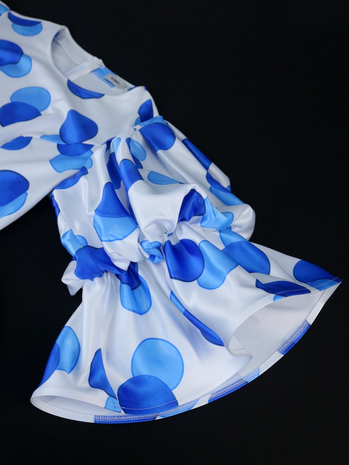 Casual Round Neck Flared Sleeves Dress Polka Dot Ribbon Pleated Hip Dresses 11 Casual Round Neck Flared Sleeves Dress Polka Dot Ribbon Pleated Hip Dresses