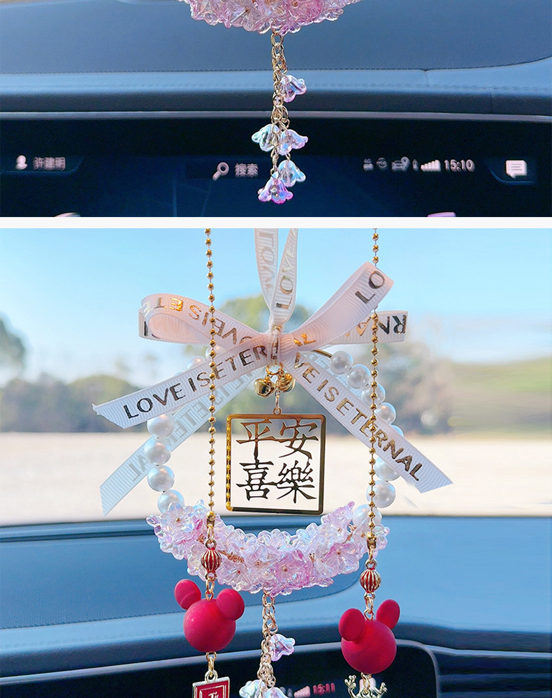Carefully Selected Internet-Famous Lily of the Valley Crystal Car Pendant for Girls, Goddess Decoration for Car Interior, Peace and Joy Ornament