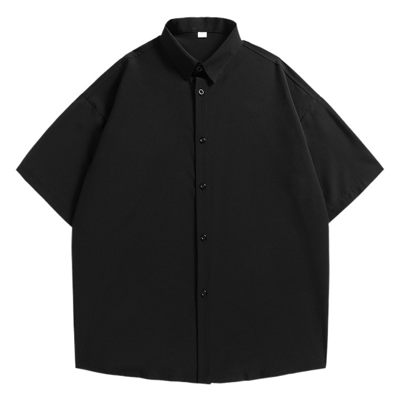 ACU ropa de Hombre | 2024 verano nuevo ligero fresco suelta marca gota hombro solapa color sólido seda del hielo camisa manga corta