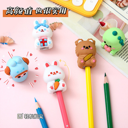 Pencil Sharpener Cute Student Pencil Sharpener Mini Cartoon Animal Creative Student Pencil Spinner School Stationery Gift