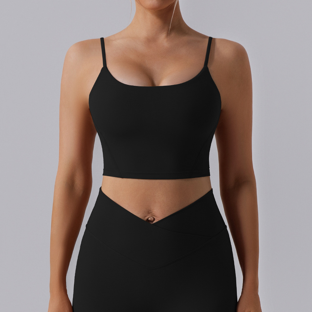 Otoño y invierno desnudos ropa interior deportiva de mujeres de alta calidad correa de hombro delgada yoga cabina de secado rápido sostén de fitness chaleco deportivo