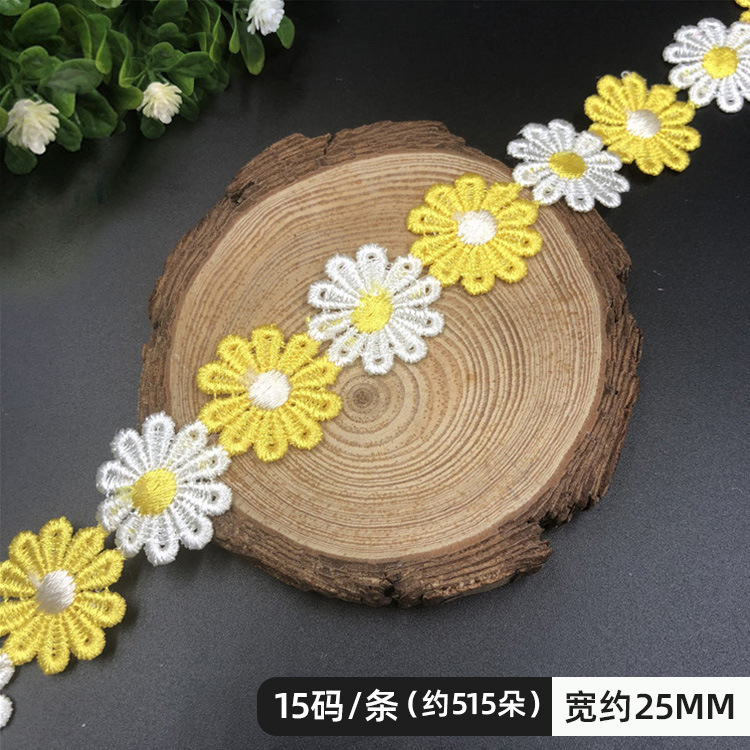 RY color encaje flores pequeñas accesorios hecho a mano bricolaje encaje correa lateral ropa cortina bordado tela material decoración