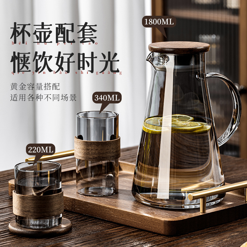 Nueva taza de agua de vidrio resistente a altas temperaturas china, sala de estar doméstica, tetera de té de lujo ligera y de alta calidad