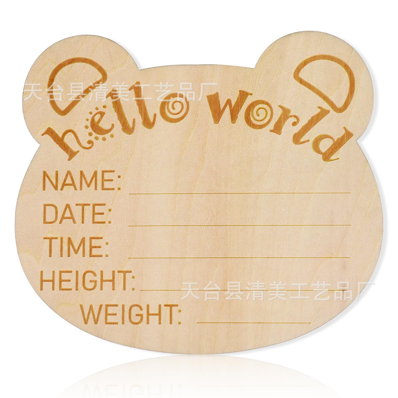 Cabeza de oso de madera, tarjeta de hito mensual para bebés de una cara, accesorios de fotografía de hito mensual, registro del crecimiento del bebé