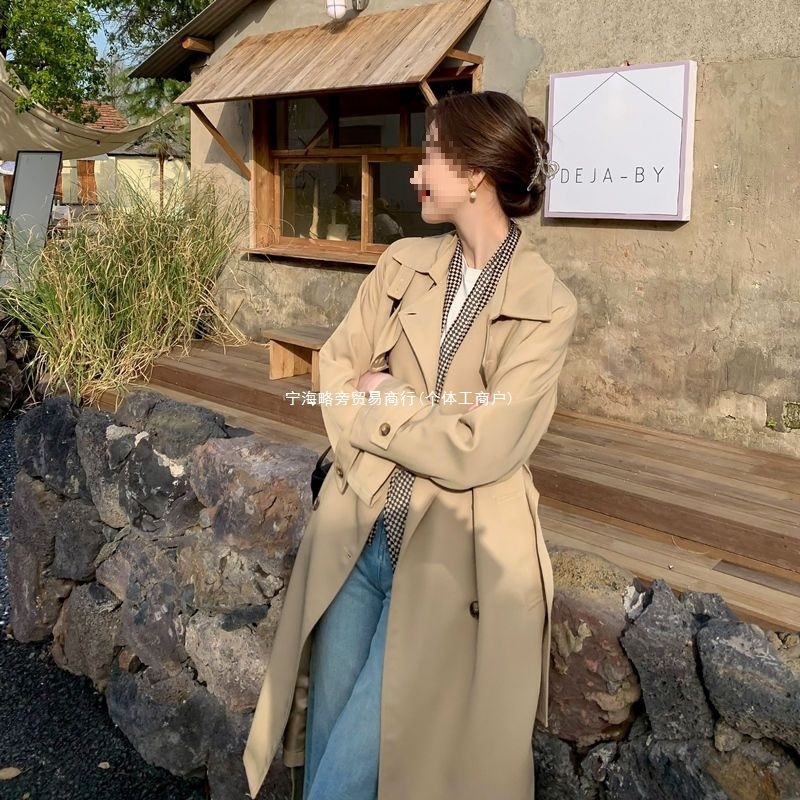 Women's Trench Coat for Spring and Autumn 2025, New Petite Mid-Length British Style Trendy Coat