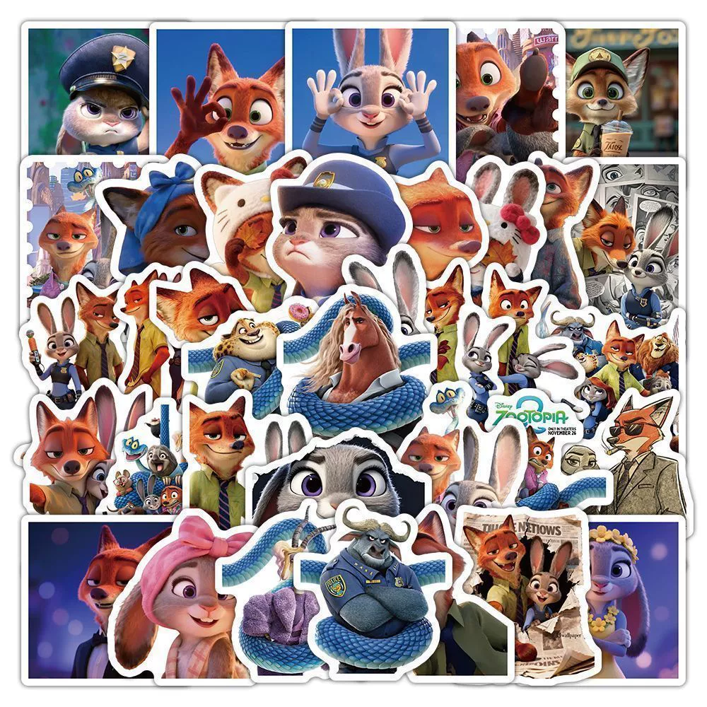 Стикеры (Zootopia 2) — набор 92 шт., наклейки Nick & Judy для чехла, водостойкий винил