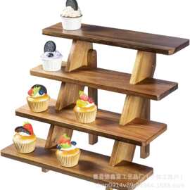 木制多层实木置物架首饰展示架桌面手办收纳架阶梯花架摆件