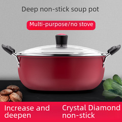 Gift Crystal Red and Green Non-stick Wok 30cm Large Size 10L Large Capacity Electric Stove Gas Stove Cookware