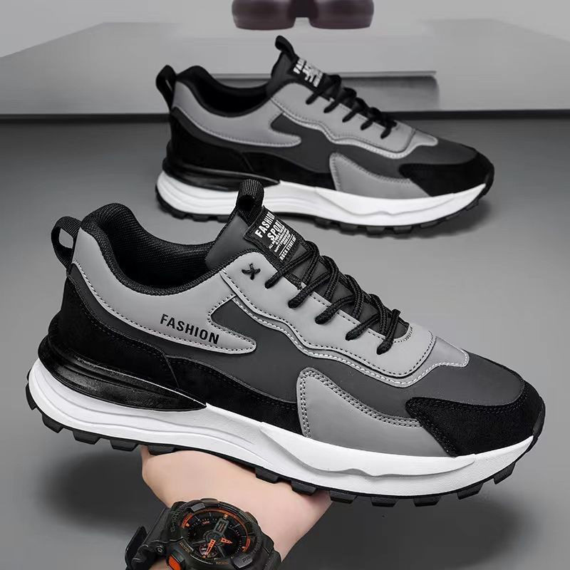 Zapatos deportivos de hombre 2026 nuevos zapatos de hombre cuatro estaciones zapatos casuales de cuero zapatos de carrera zapatos de moda de suela gruesa zapatos de papá
