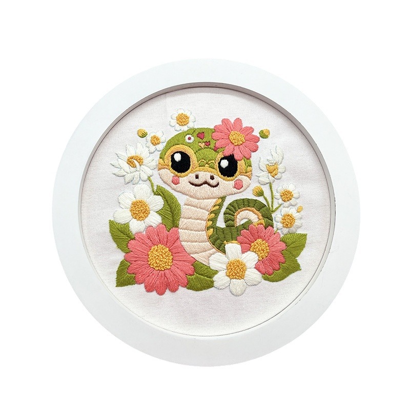 Bonito conjunto de bordado de serpiente Lu bordado inglés hecho a mano diy material paquete de dibujos animados animales decoración de la sala de estar