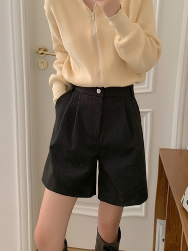 Women's Vintage High-Waist Wool Blazer Pants Loose Straight Leg Wide Leg Pants Suit Pants Shorts New Autumn/Winter Wholesale