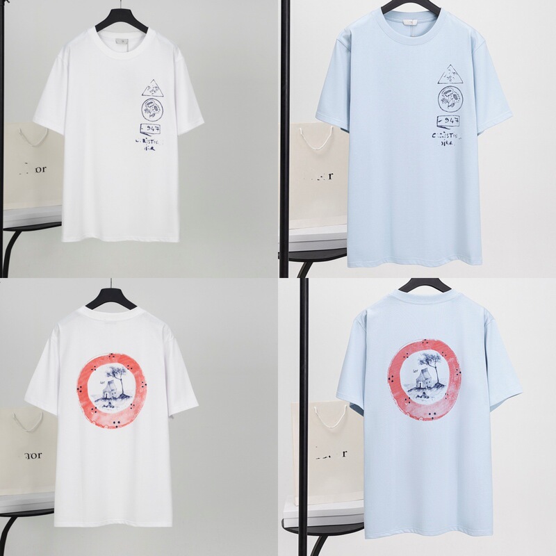 Cross-Border Do Dijia 2025 New Dream House and Smart Tree Shadow Print Casual Loose Short-Sleeved T-Shirt