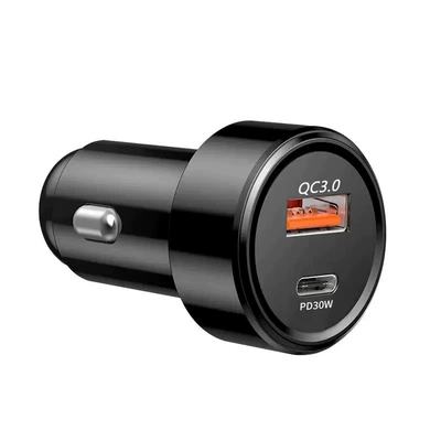 Qc3.0 Fast Charging Type-C Smart Car Charger Pd30W Car Charger Manufacturer USB Flash Charging Cross-Border Support Pps (Mobil şarj cihazları) - p31-black-48w-opp-bag