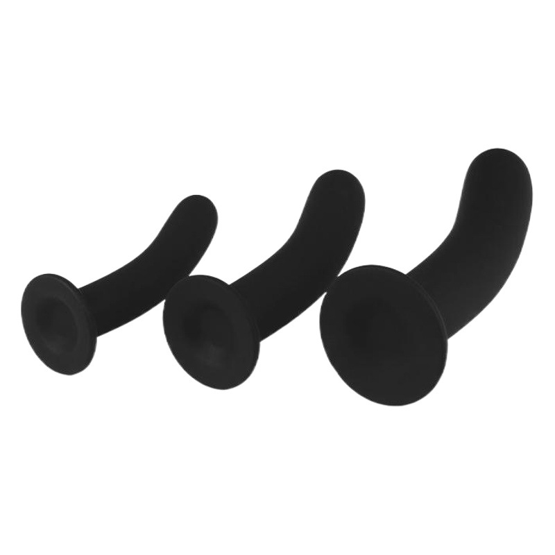 Conjunto de 3 plugs anales de silicona, alargados, para adultos