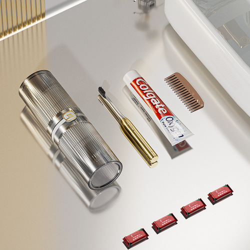 Light Luxury Travel Toothbrush Cup, High-End Beauty Couple's Brushing Cup, Transparent Toothpaste & Toothbrush Cup, Portable & Shockproof Travel Mug