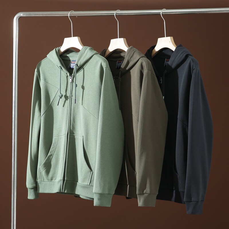 Ultra-Fine Small Terry! Light Luxury Goods! Autumn Men's Stereo Cut Loose and Versatile Hooded Sweatshirt Cardigan