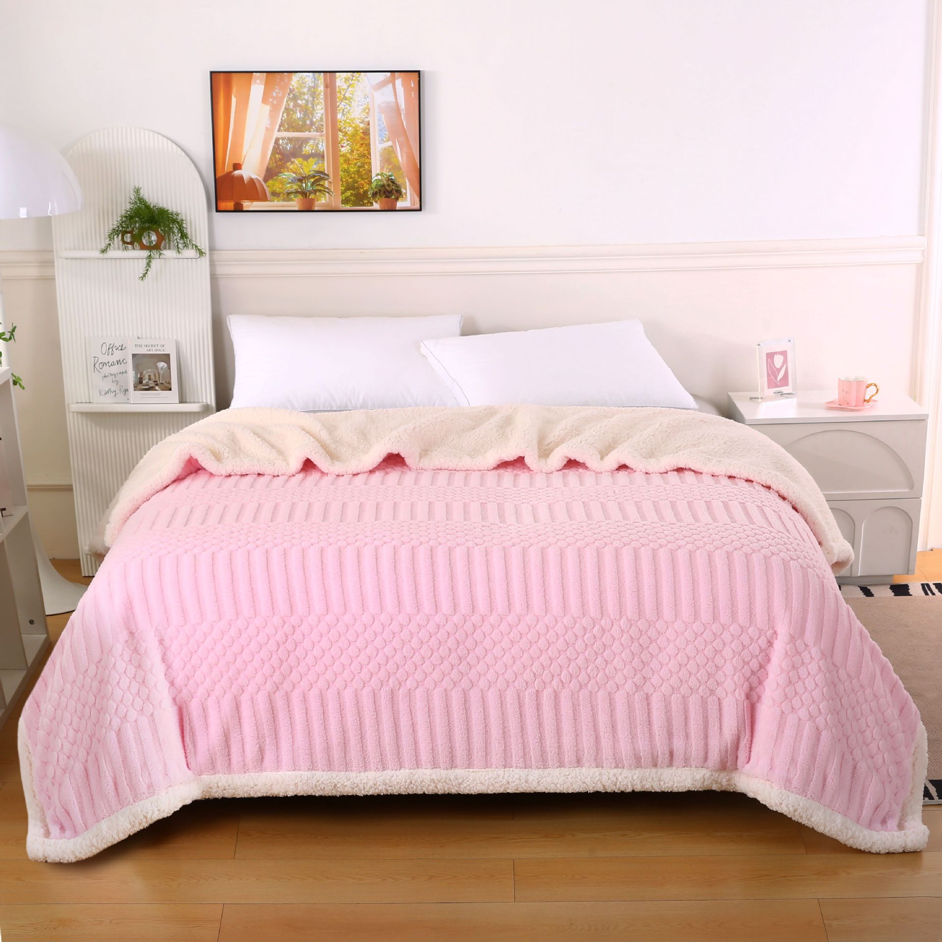 2024 nueva manta de terciopelo de doble capa de jacquard de punto, lana de cordero, sofá grueso, manta, edredón de invierno al por mayor