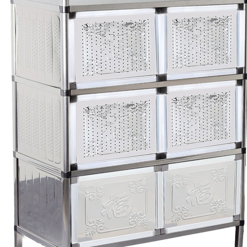 Wholesale Stainless Steel Sideboard Storage Cabinet Simple Small Cupboard Tea Cabinet Kitchen Cabinet Simple Balcony Cupboard W&