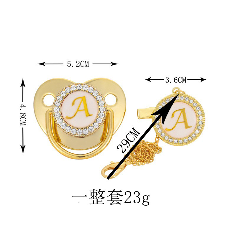Venta directa de fábrica para niños chupete dorado destete artefacto bebé chupete boca letras A- Z