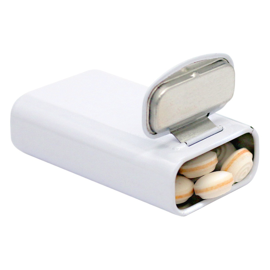Flip pequeño caramelo caja de hierro pieza de compresión cuidado de la salud goma de mascar partículas portátil de metal tarro de hierro embalaje hojalata puede