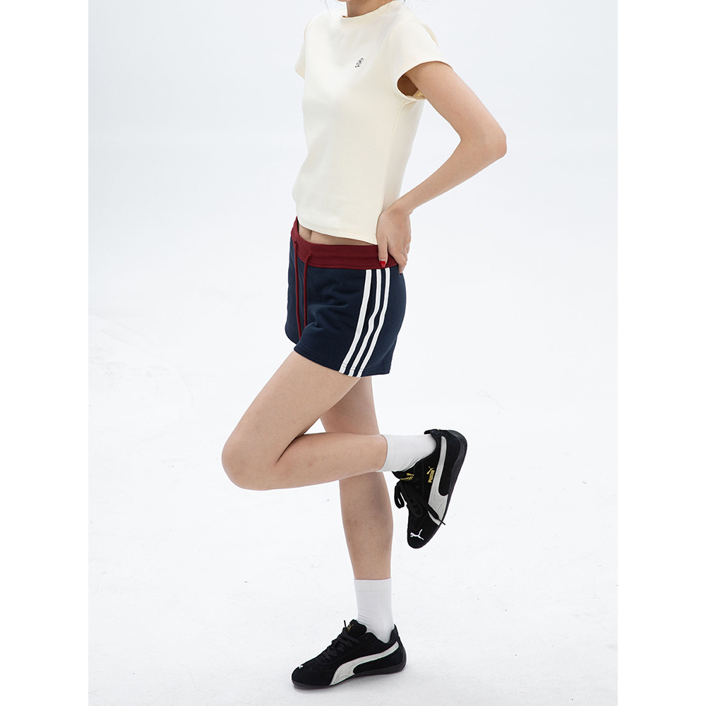 Cattee American Retro Sports Shorts for Women 2025 Summer New Low-Waist Drawstring Slim Slim Casual Pants Trendy