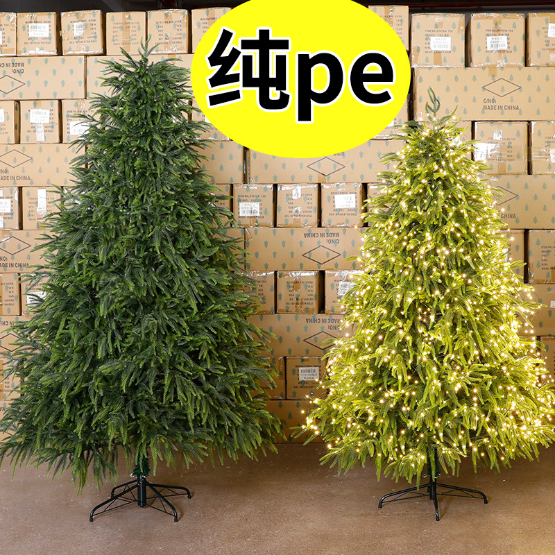 Decoración del árbol de Navidad de PE puro con iluminación doméstica nueva sensación de alto nivel nuevo árbol automático de PE simulación de gran decoración de Navidad