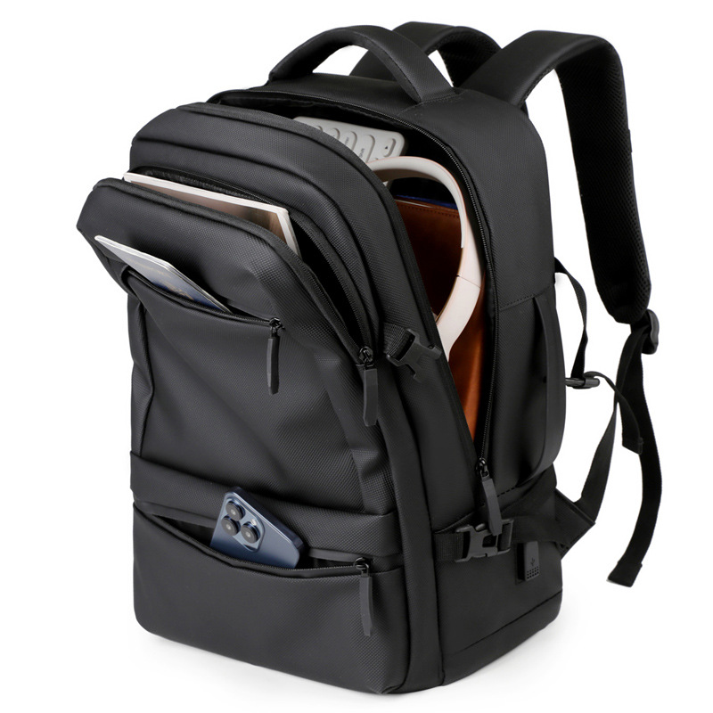 Mochila de negocios multifuncional para hombres, bolsa de computadora portátil con textura de película simple, mochila de gran capacidad para viajes de negocios de corta distancia