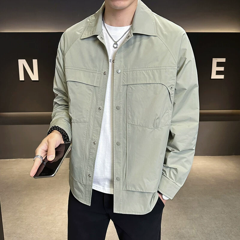 2025 весенняя новая мужская рабочая куртка, повседневное универсальное пальто с отложным воротником, модный модный топ-0108