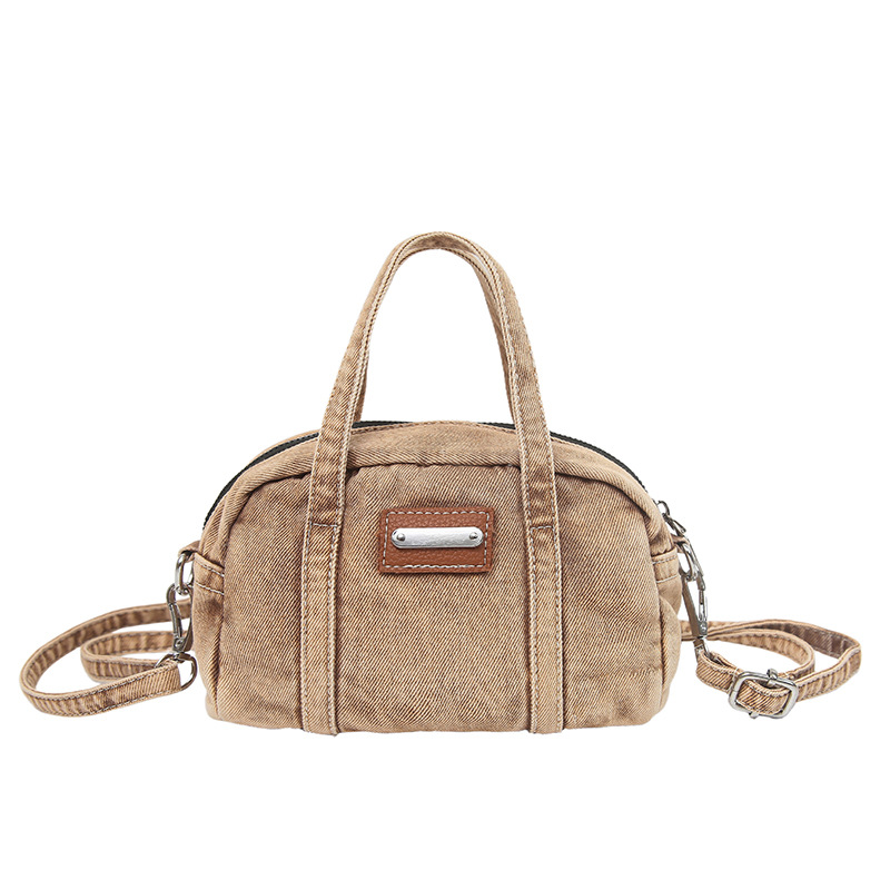 Washed Denim Mini Boston Zip Crossbody Bag 8