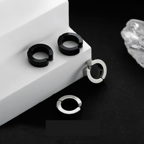 Titanium steel ear clips for men without pierced ears, simple and versatile, personalized accessories, high-end, non-fading, trendy for European and American women, cross-border accessories