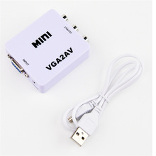 MINI VGA转AV转换器 录像机接老电视转换线 监控转音视频PC TO AV