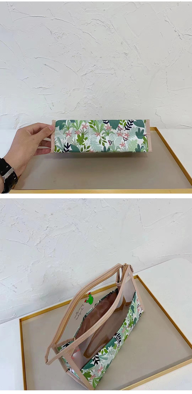 Transparent pvc storage bag, cosmetic bag, three-dimensional hook bag, portable waterproof toiletry bag, fresh and clean Item Picture