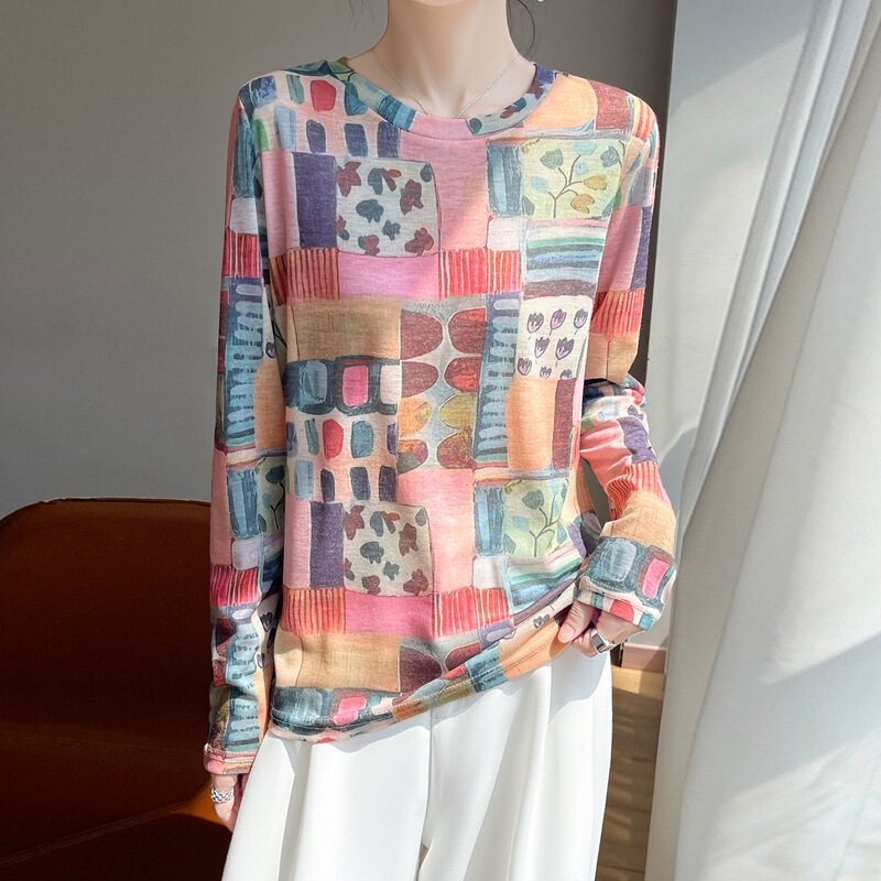 2026 Spring and Summer New Style Long-Sleeved T-Shirt Women's Knitwear, High-End, Stylish, Versatile, Casual Inner Layering Shirt