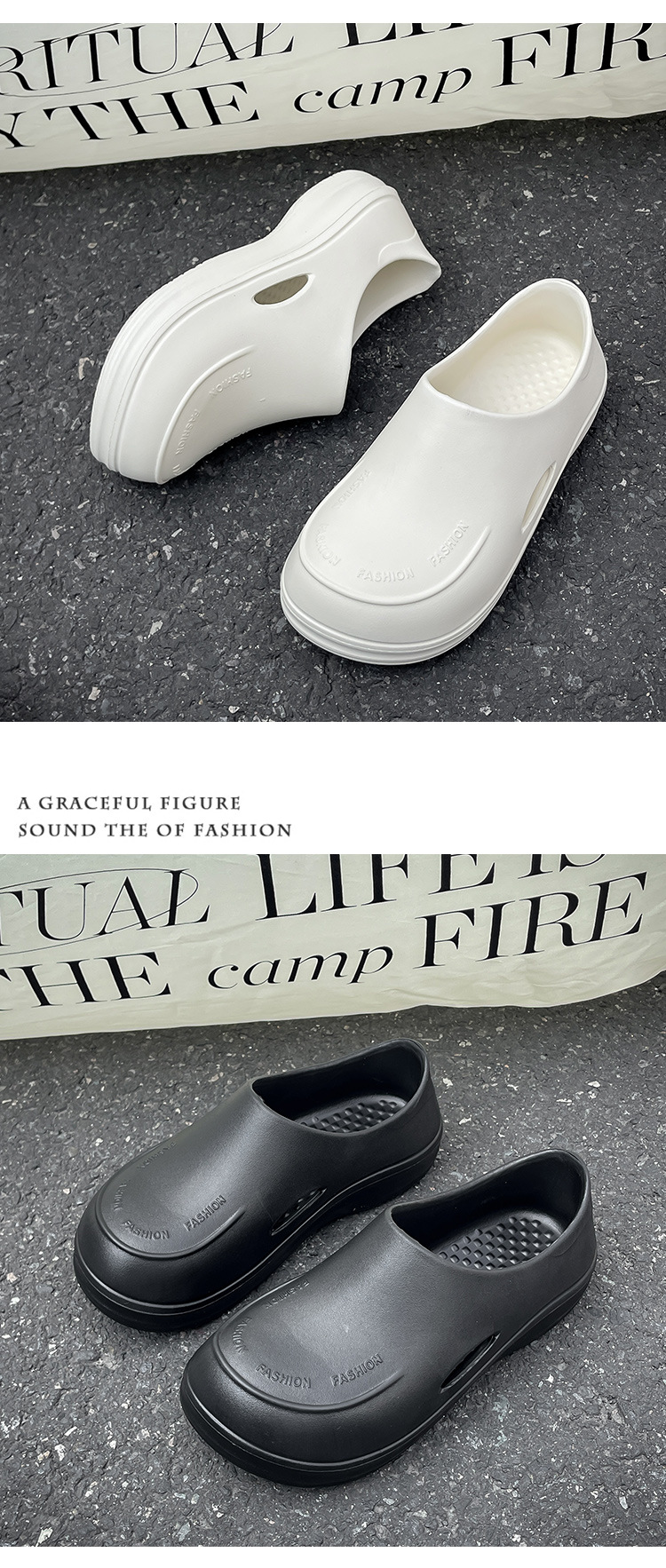 Women's Thick Soled Mules Closed Toe Height Increasing Slippers_voghion.com