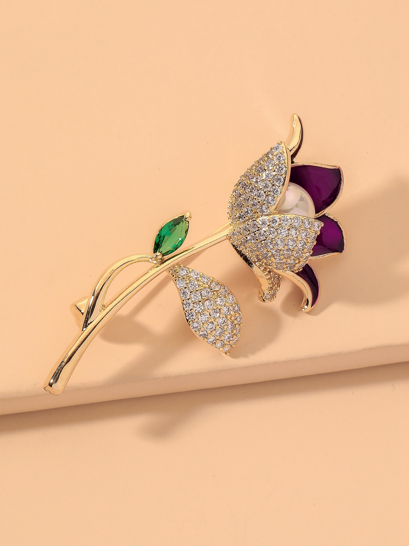 broche de perles de fleur rose de diamant de modepicture7