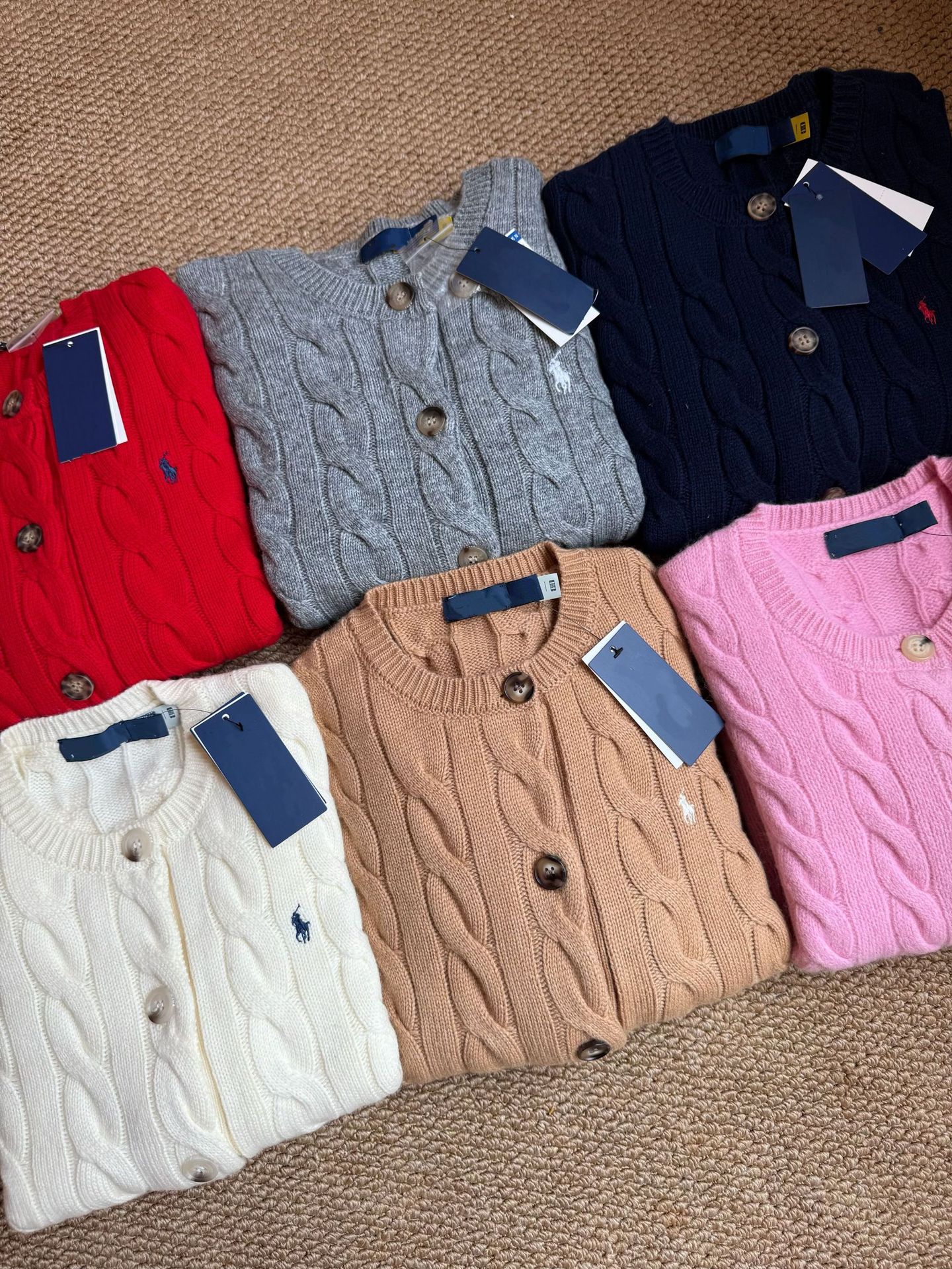 In-Stock Pl Ralph Lauren Embroidered 80% Wool 20% Cashmere Cardigan Autumn/Winter Cable Knit Old Money Style Wool Cardigan
