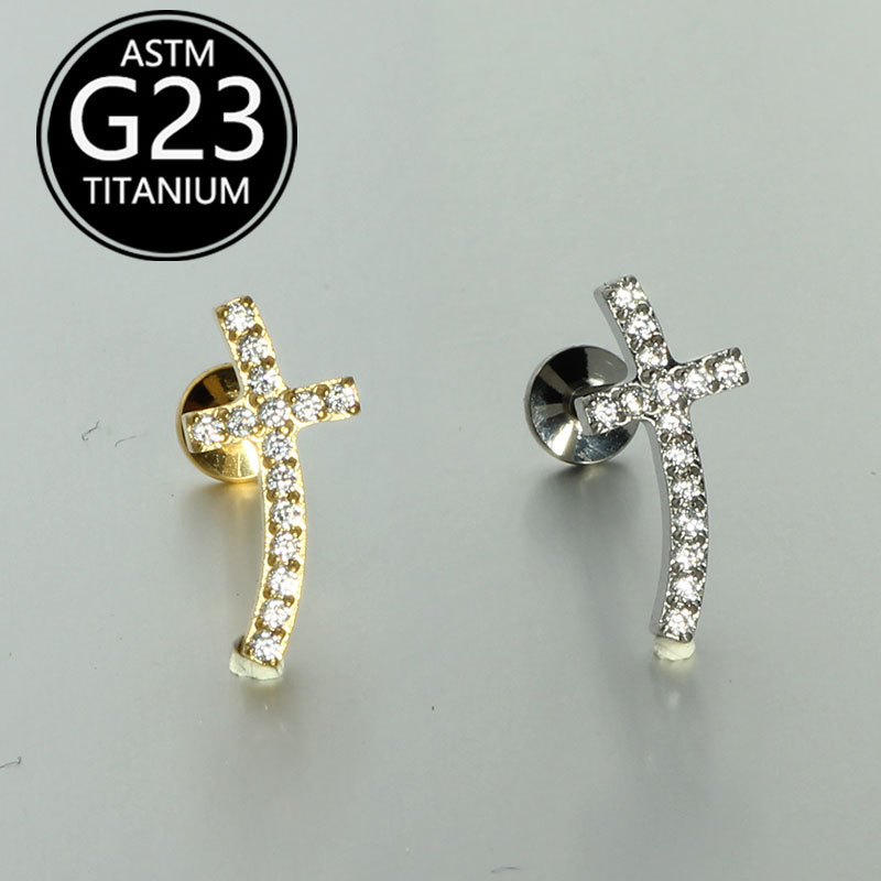 Silver pointed spike labret stud material detail