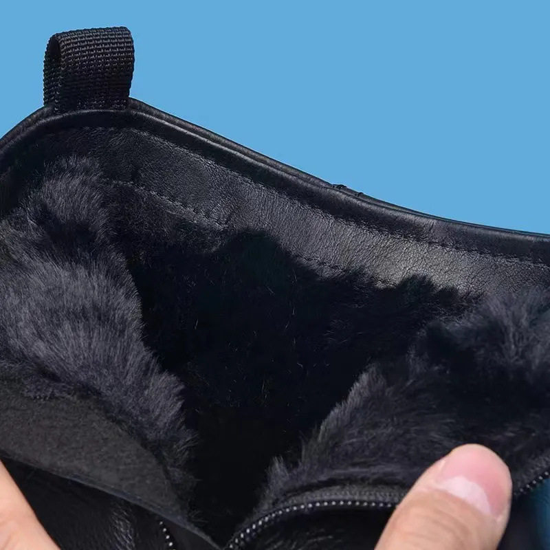 Giày bốt nam cổ cao kiểu Chelsea phong cách Anh, đế cao su chống trượt, gót thấp 1–3 cm — Giày một lớp màu đen, Màu đen lót nhung chi tiết 8