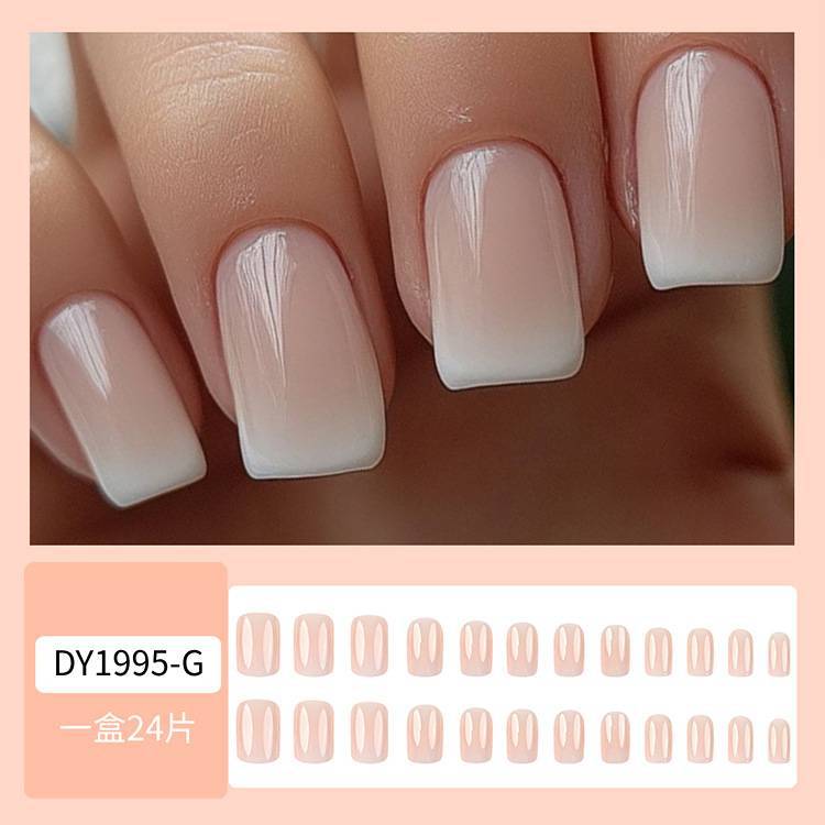 Paño de uñas de uñas degradado blanco rosa simple parche de uñas de cabeza plana dulce producto terminado al por mayor venta caliente transfronteriza