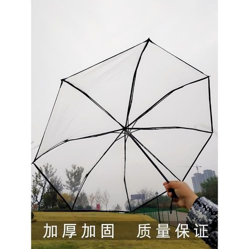 透明雨伞女折叠伞全自动雨伞三折伞广告伞学生创意伞小清新透明伞