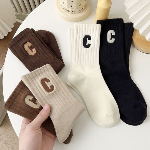 2024 Autumn/Winter Middle Calf Socks for Women and Men, Letter College Style Sports Socks, Couples Wholesale, Zhuji Matchable Casual Socks