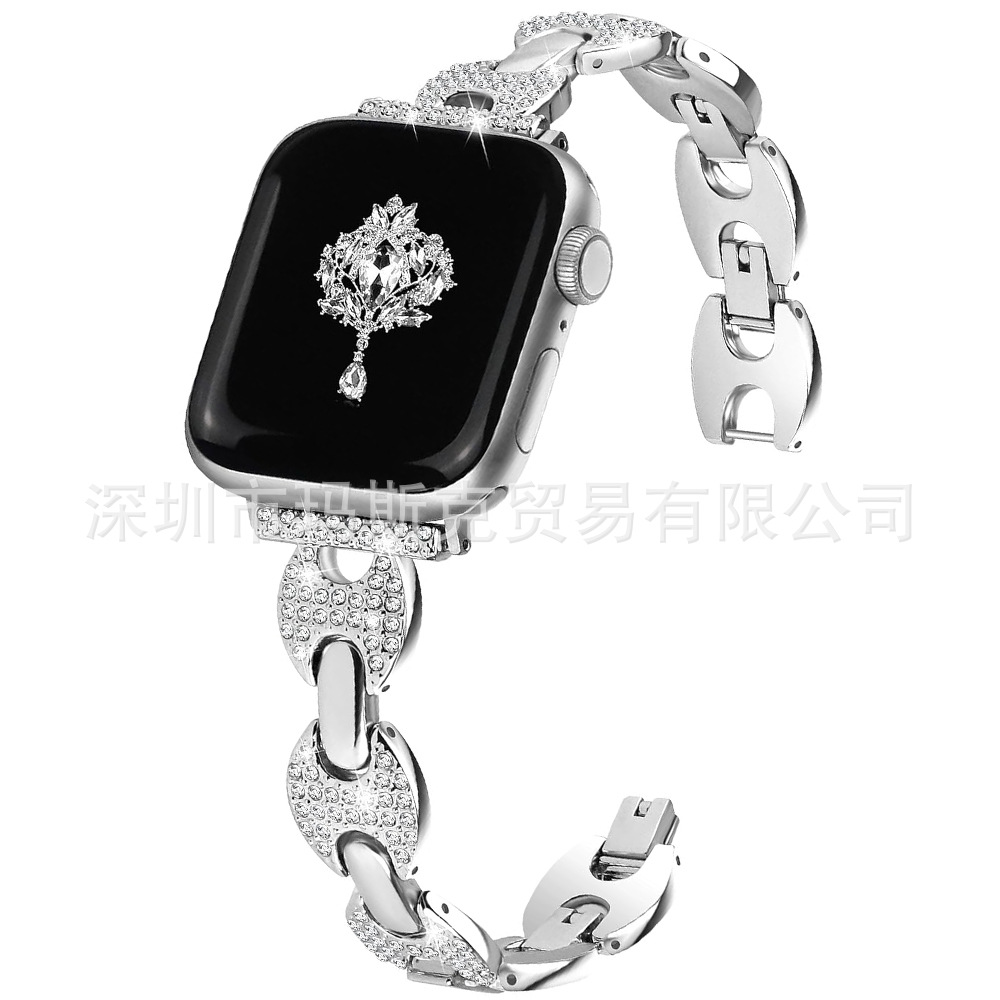 Compatible with apple watch bnad S9876 Chanel-style shiny diamond iwatch metal Apple Watch band Application Scenario