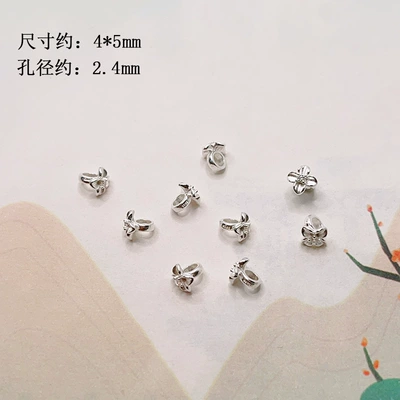 s925 silver gold-plated bow with diamond-studded flower ball, spacer beads, barrel beads, bracelet, necklace, DIY semi-finished accessories wholesale (Zərgərlik ara hissələri) - silver-small-floral-buttons