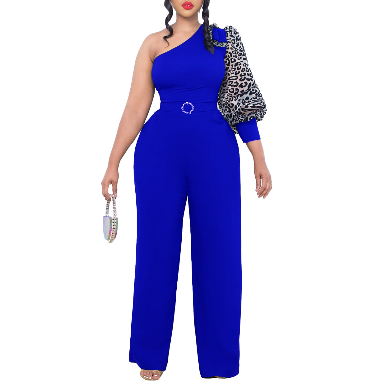 Women's Jumpsuits Rompers One Shoulder High Waist Wide Leg Elegant_voghion.com