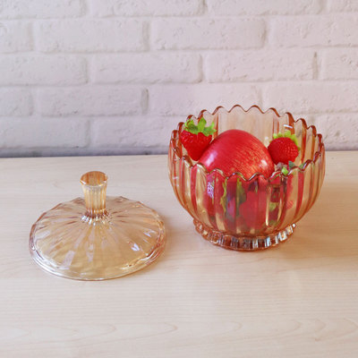 工厂欧式金色水晶玻璃果盘创意家用客厅茶几零食果斗结婚摆件果盘|ms
