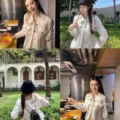板栗可可Bankelili 私藏中古du家!小香风荷叶花边衬衫夹克外套女