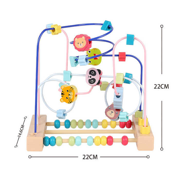 Educación temprana transfronteriza de madera multifuncional hilo de perlas de color de gran envoltura de perlas de pares de juguetes de perlas de interacción de padres e hijos juguetes de puzzle