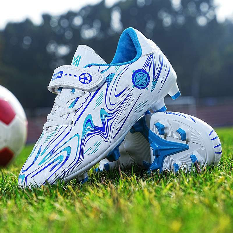 Tenis de Fútbol Infantil de Gamuza y TPR Caña Baja para Césped Natural y Sintético