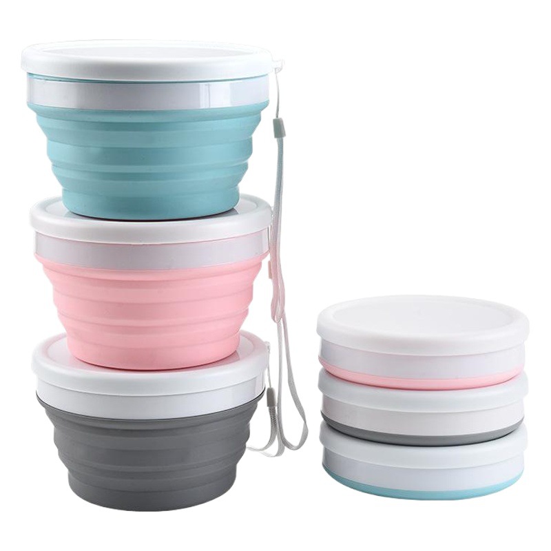 Al Aire Libre portátil plegable de silicona caja almuerzo creativo tazón vajilla al aire libre con tapa fideos instantáneos