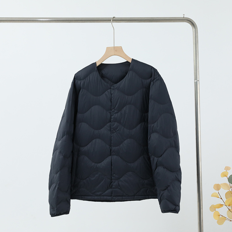 Nuevo invierno hombre ligero plumón interior cuello V delgado portátil suelto universal abrigo de manga larga de chaqueta blanca cálida